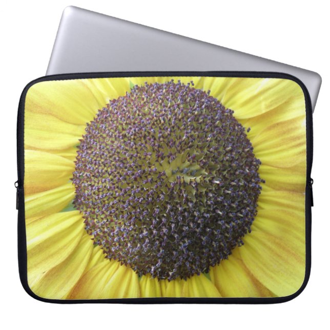 Bärbar gult-solrosbok laptop sleeve (Framsidan)