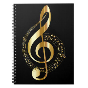 Bärbar gyllene Treble Clef Spiral-dator Anteckningsbok
