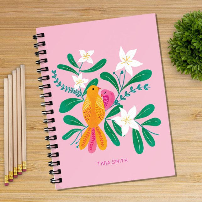 Bärbar hand plockade-dator för fåglar och Blommigt Anteckningsbok (Skapare uppladdad)