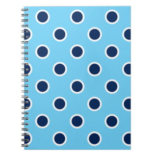 Bärbar himmel Blue Spiral-dator med marin Polka do Anteckningsbok Med Spiral
