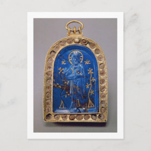 Bärbar ikon, troligen medeltida (lapis lazuli) vykort