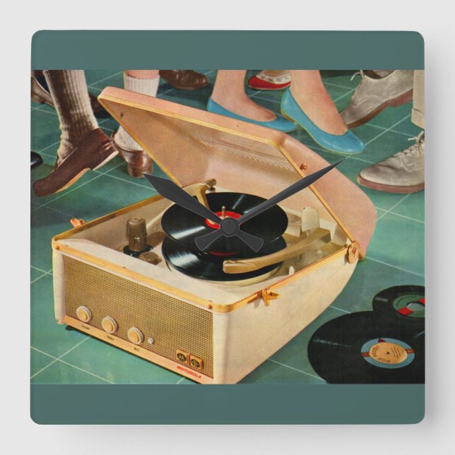 Bärbar inspelningsspelare från 1950-talet fyrkantig klocka (Framsida)