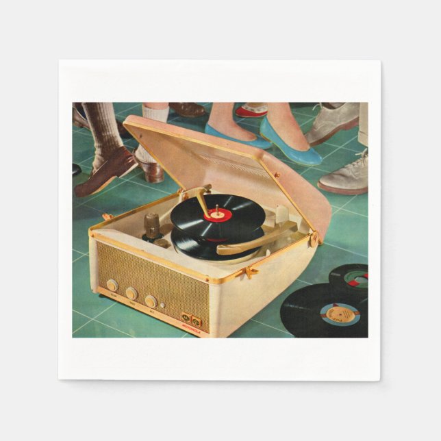 Bärbar inspelningsspelare från 1950-talet pappersservett (Framsidan)