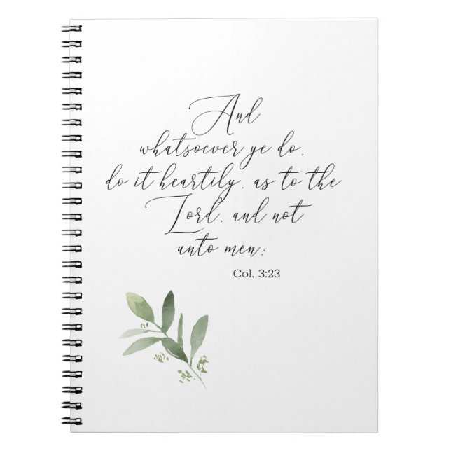 Bärbar journal KJV Bible Verse Colossians 3:23 Anteckningsbok (Framsidan)