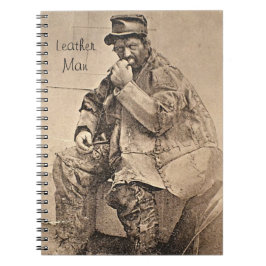 Bärbar läderman anteckningsbok med spiral