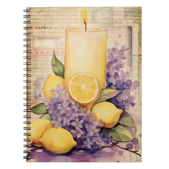 Bärbar Lilac-, Lemon- och Candle Spiral-dator Anteckningsbok (Framsidan)