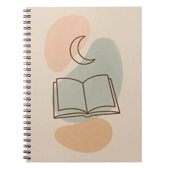 Bärbar måne & Bok - Minimalistisk bärbar Boho-dato Anteckningsbok (Framsidan)