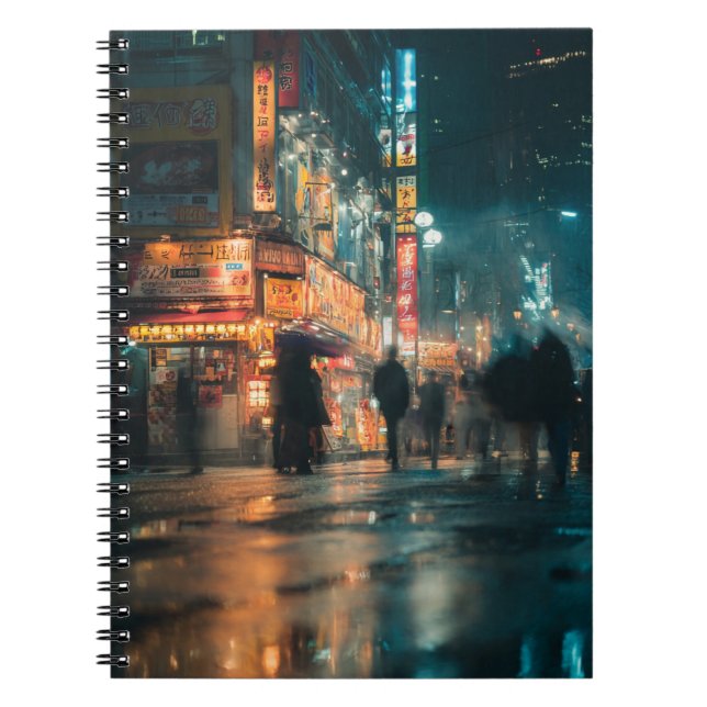 Bärbar Neon Rain-nattdator Anteckningsbok (Framsidan)