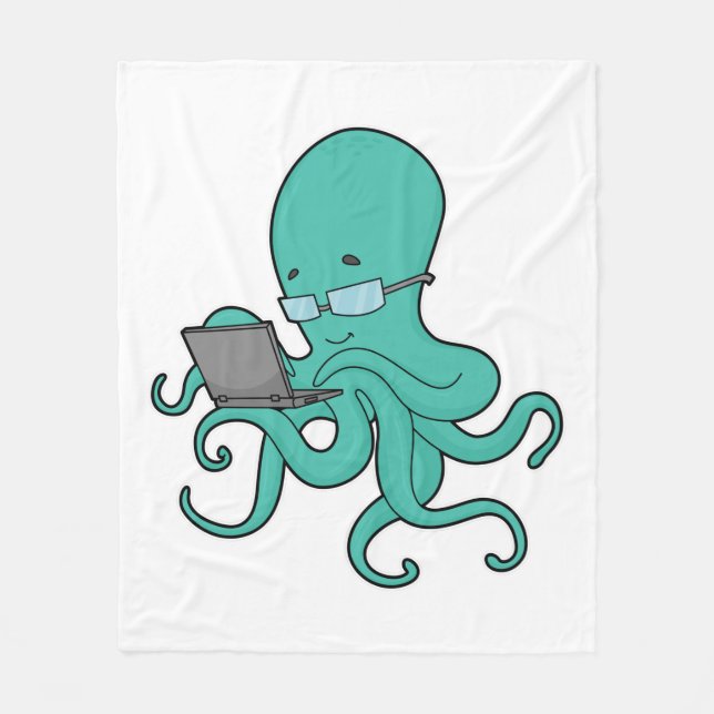 Bärbar oktopus-dator fleecefilt (Framsidan)