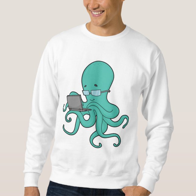 Bärbar oktopus-dator lång ärmad tröja (Framsida)