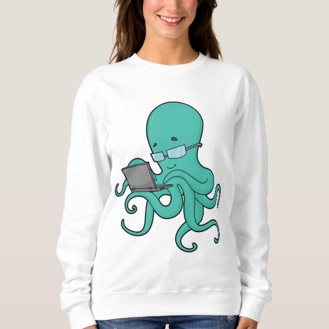 Bärbar oktopus-dator t shirt (Framsida)