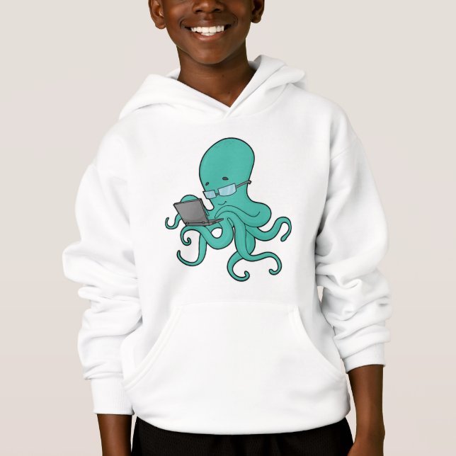 Bärbar oktopus-dator t shirt (Framsida)