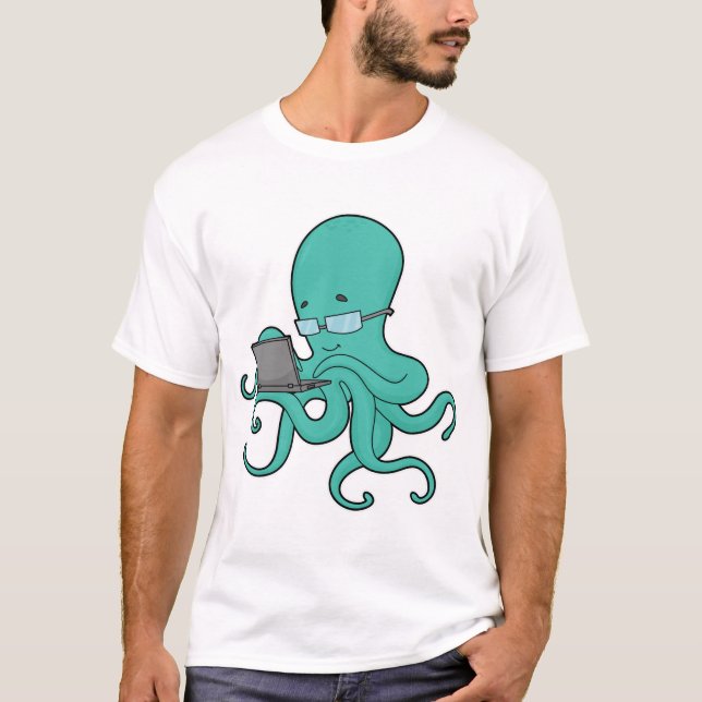 Bärbar oktopus-dator t shirt (Framsida)
