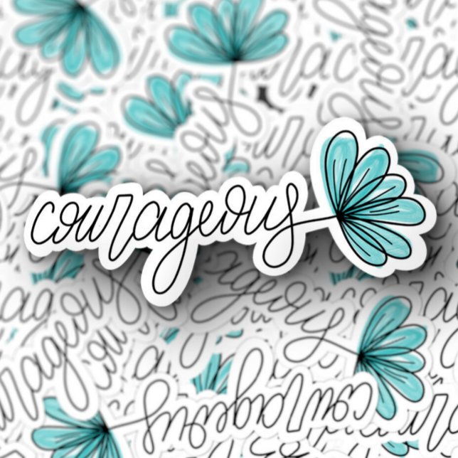 Bärbar Ord-blomma | Skärmklippsmärke Klistermärken (Courageous Affirmation Vinyl Sticker PiggyPrint Stickers.)