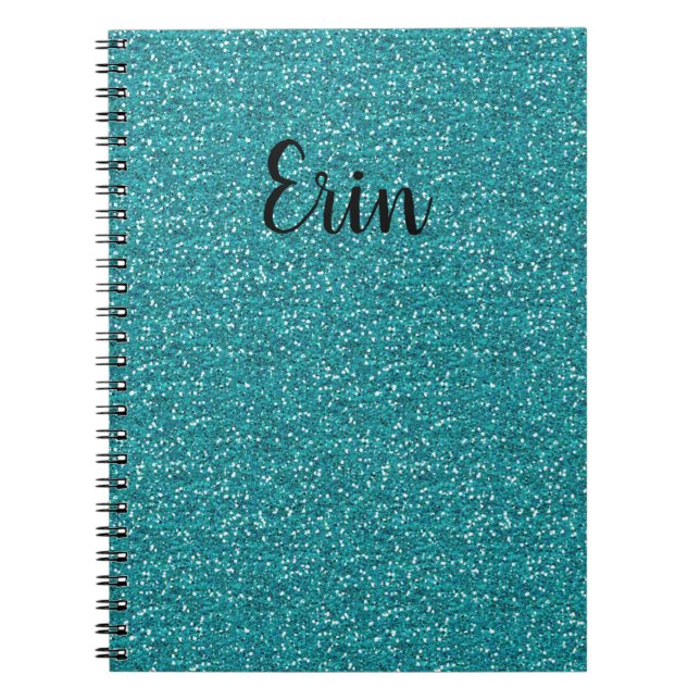 Bärbar personlig Blue Glitter Anteckningsbok (Framsidan)
