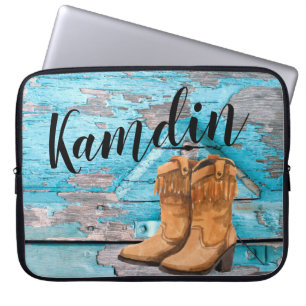 Bärbar personlig Fodral Blue Wood Barn Door Boots