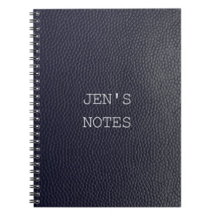 Bärbar personlig - svart/blått läder/hudutseende anteckningsbok