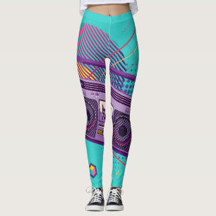 Bärbar radiokassettbandspelare för funky 80-tal, leggings