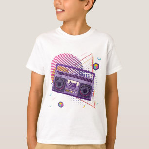 Bärbar radiokassettbandspelare för funky 80-tal, t shirt