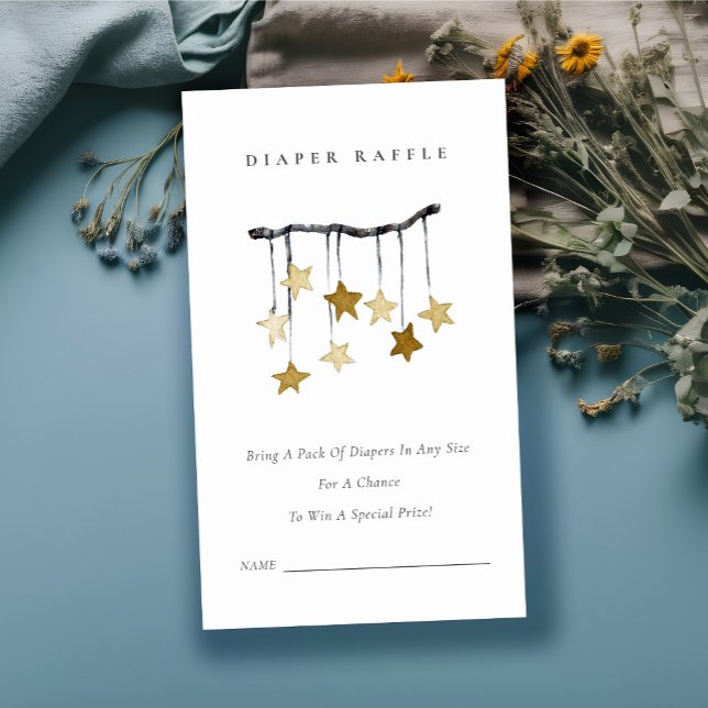 Bärbar Raffle Baby Shower för Gult Stjärna för bär Tilläggskort (Skapare uppladdad)