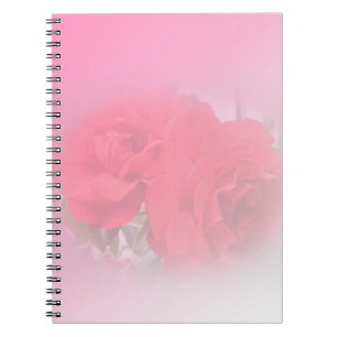 Bärbar röd ros-blomma anteckningsbok med spiral