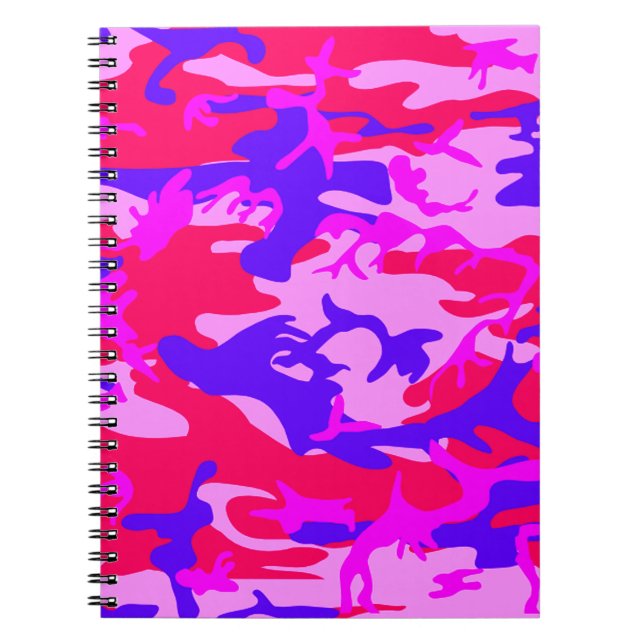 Bärbar Rosa och blå kamouflage Anteckningsbok (Framsidan)