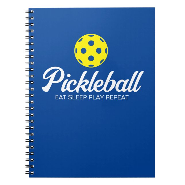 Bärbar spiral-dator med Pickleball-spelare med rol Anteckningsbok (Framsidan)