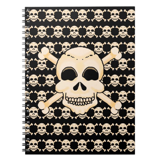 Bärbar Spiral-dator med Skull och korsben Anteckningsbok (Framsidan)