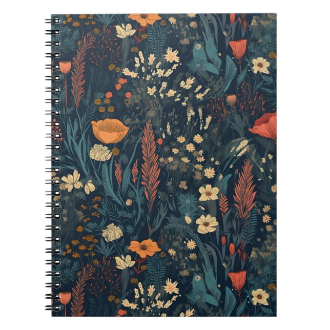 Bärbar stil-jokerell, blommigt, natur anteckningsbok (Framsidan)
