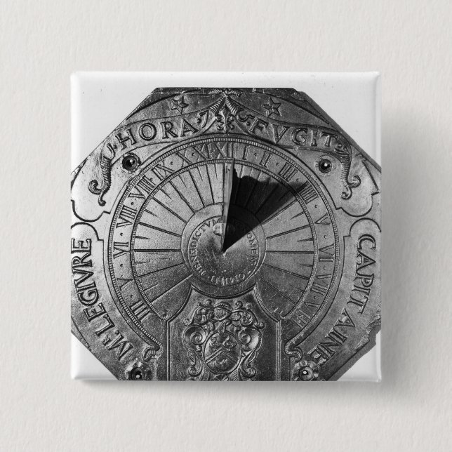 Bärbar Sundial, från det Sierk slottet 1756 Knapp (Framsida)