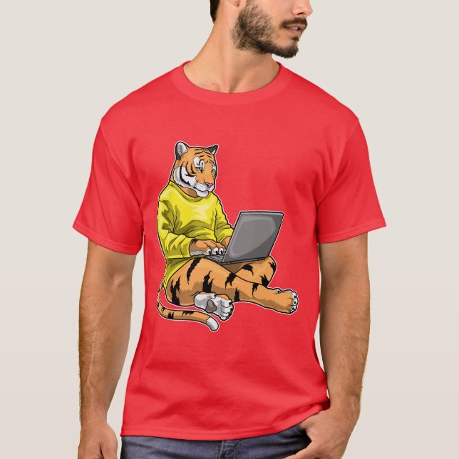 Bärbar tigerdator t shirt (Framsida)