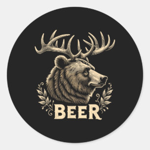 Bärbar utformning av Vintage med Hjort Antlers F Runt Klistermärke