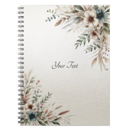 Bärbar Watercolor Ivory Blåa blommor-dator Anteckningsbok