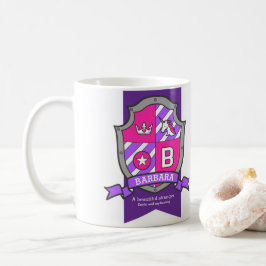 Barbara brev B vapensköld rosa unicorn namn Kaffemugg