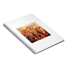 Bärbara datorer - fem Lejona Unge-teckningar Anteckningsbok