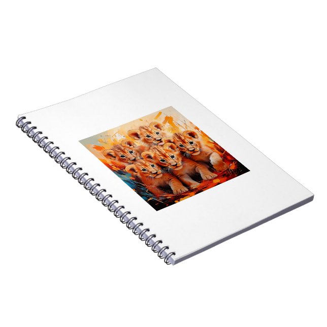 Bärbara datorer - fem Lejona Unge-teckningar Anteckningsbok (Högra Sidan)