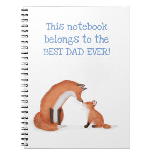 Bärbara datorer med Cute Fox och unge 'Best Pappa  Anteckningsbok