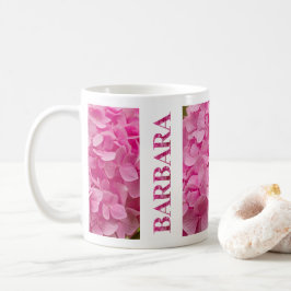 ’Barbara’ Elegant Rosa Hydrangea Blommigt Letterin Kaffemugg