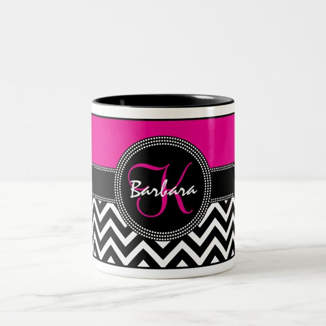 Barbara K för shock rosasparreMonogram chic Två-Tonad Mugg (Center)