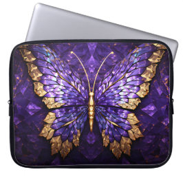 Bärbara lila Butterfly-glasburk Laptop Fodral
