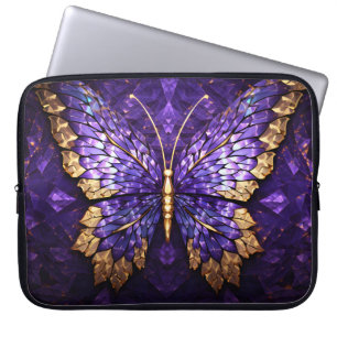 Bärbara lila Butterfly-glasburk Laptop Fodral