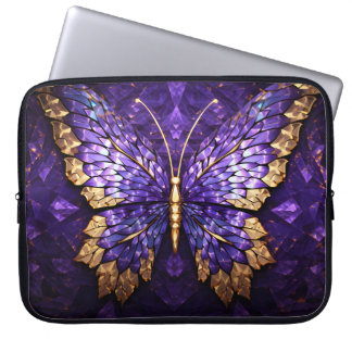 Bärbara lila Butterfly-glasburk Laptop Fodral