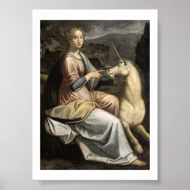 Barbara Longhi - Dame mit Einhorn - Unicorn Poster (Framsidan)