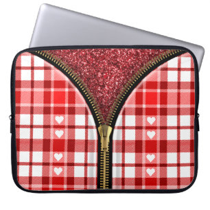 Bärbara minidatorer - röd Glitter insida Laptop Fodral