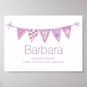 Barbara namn betyder lila rosa flagga buntning poster