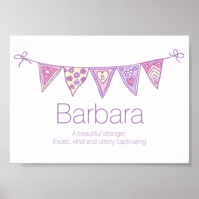 Barbara namn betyder lila rosa flagga buntning poster (Framsidan)