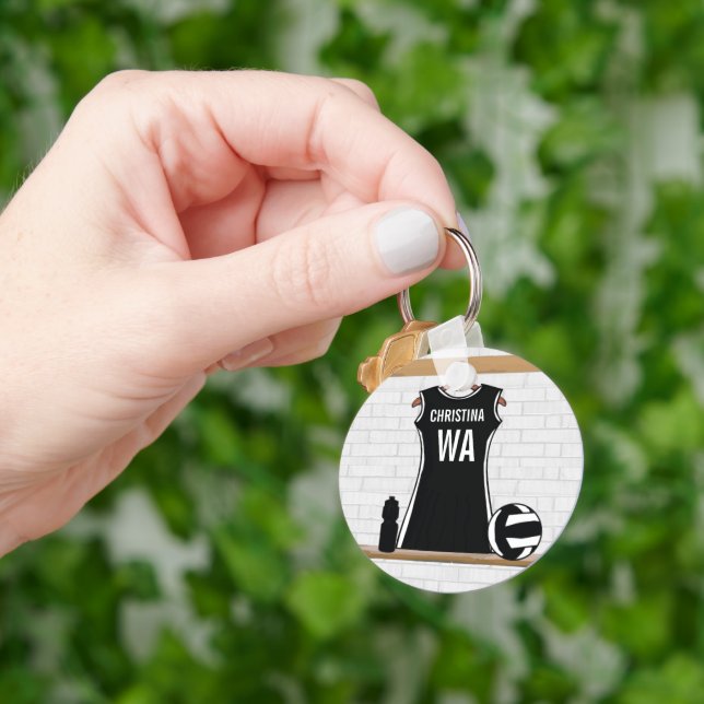 Bärbara och vita anpassaden nyckelring (Hand)