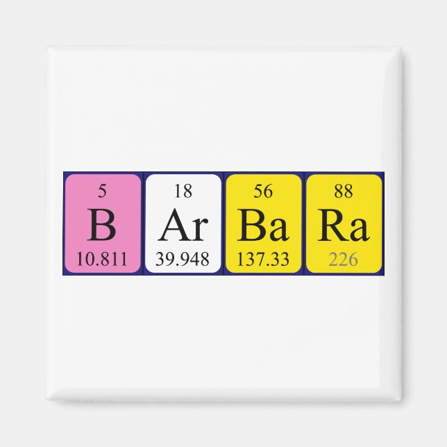 Barbara periodisk bord namn magnet (Framsidan)