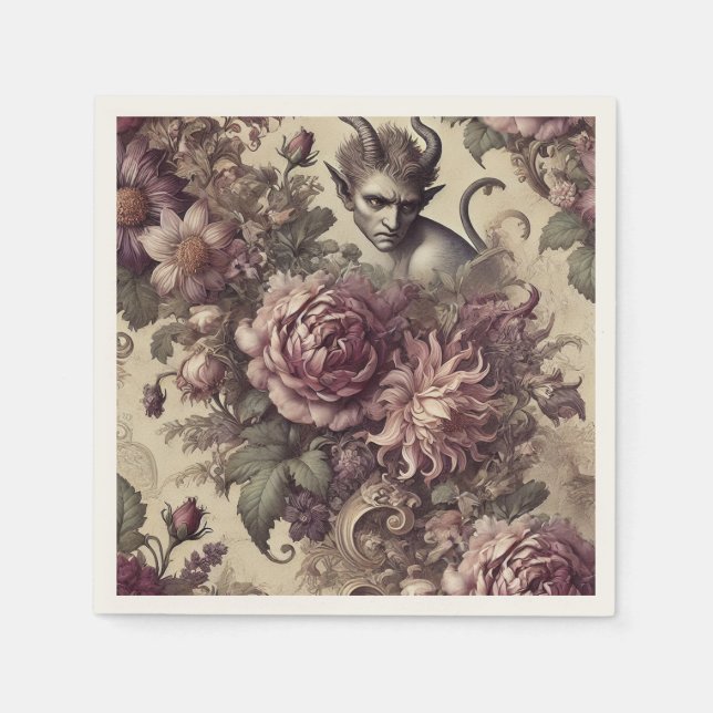 Bärbara plommon - design för den gotiska Blommigte Pappersservett (Framsidan)