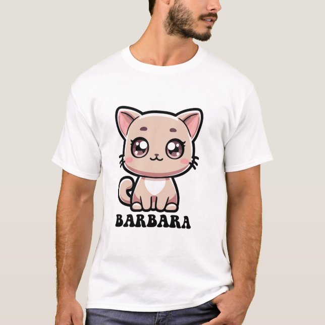 Barbara Söt Kattunge Katt Design T Shirt (Framsida)